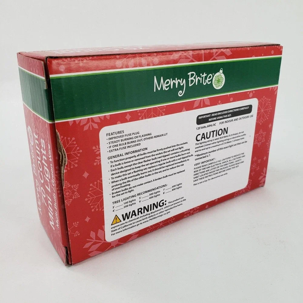 Merry Brite 70 Mini Lights Christmas Tree Multi Color Green Wire Patio Weddings